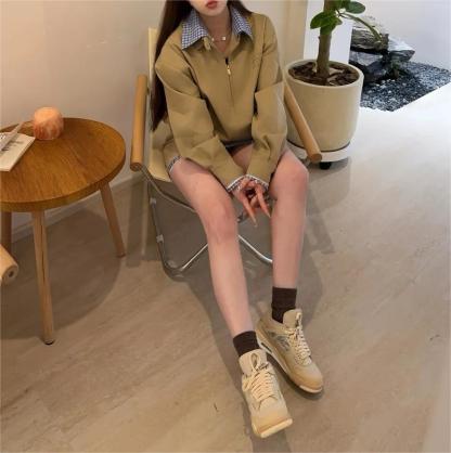 MIU25SS Plaid Patchwork Jacket