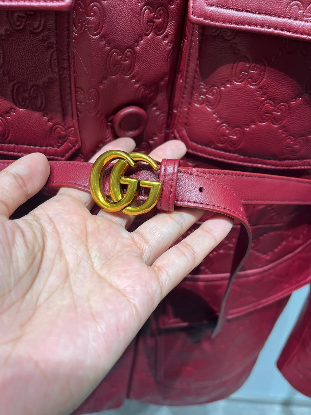 CUC Sheepskin Embossed Motorcycle Leather Jacket