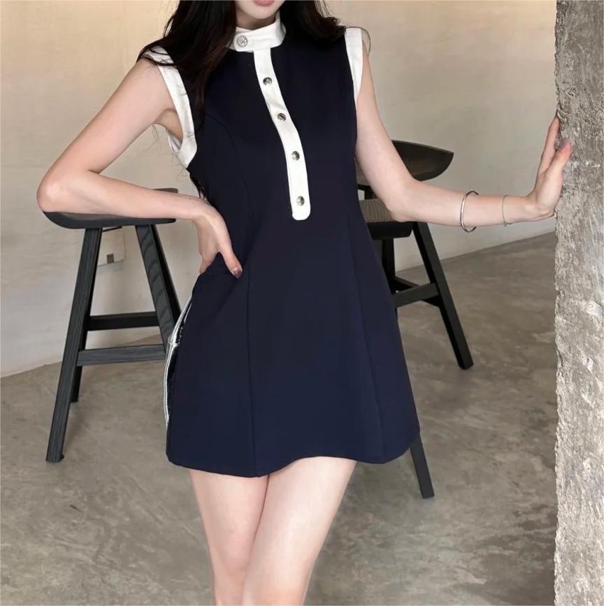 Louis vuit color clashing sleeveless dress