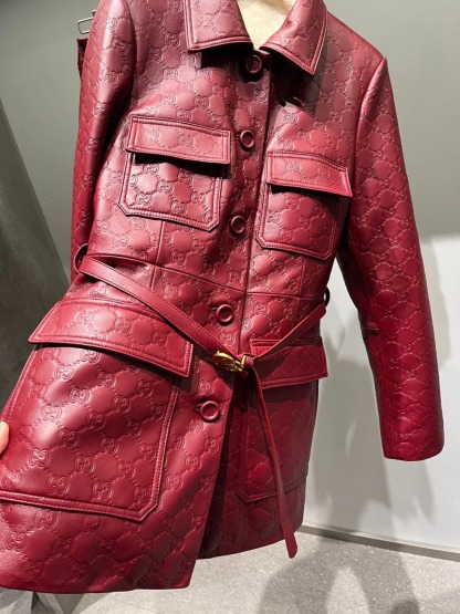 CUC Sheepskin Embossed Motorcycle Leather Jacket