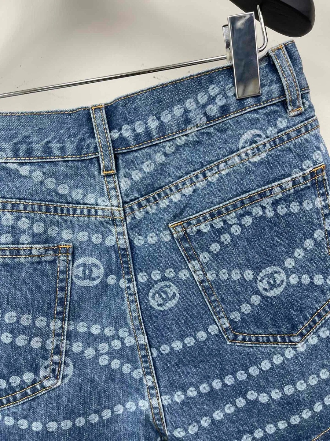 CHAN25SS Printed Denim Shorts