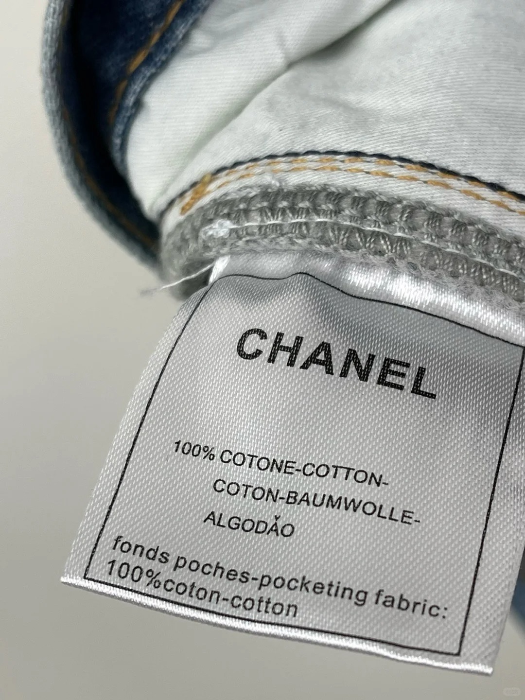 CHAN25SS Printed Denim Shorts