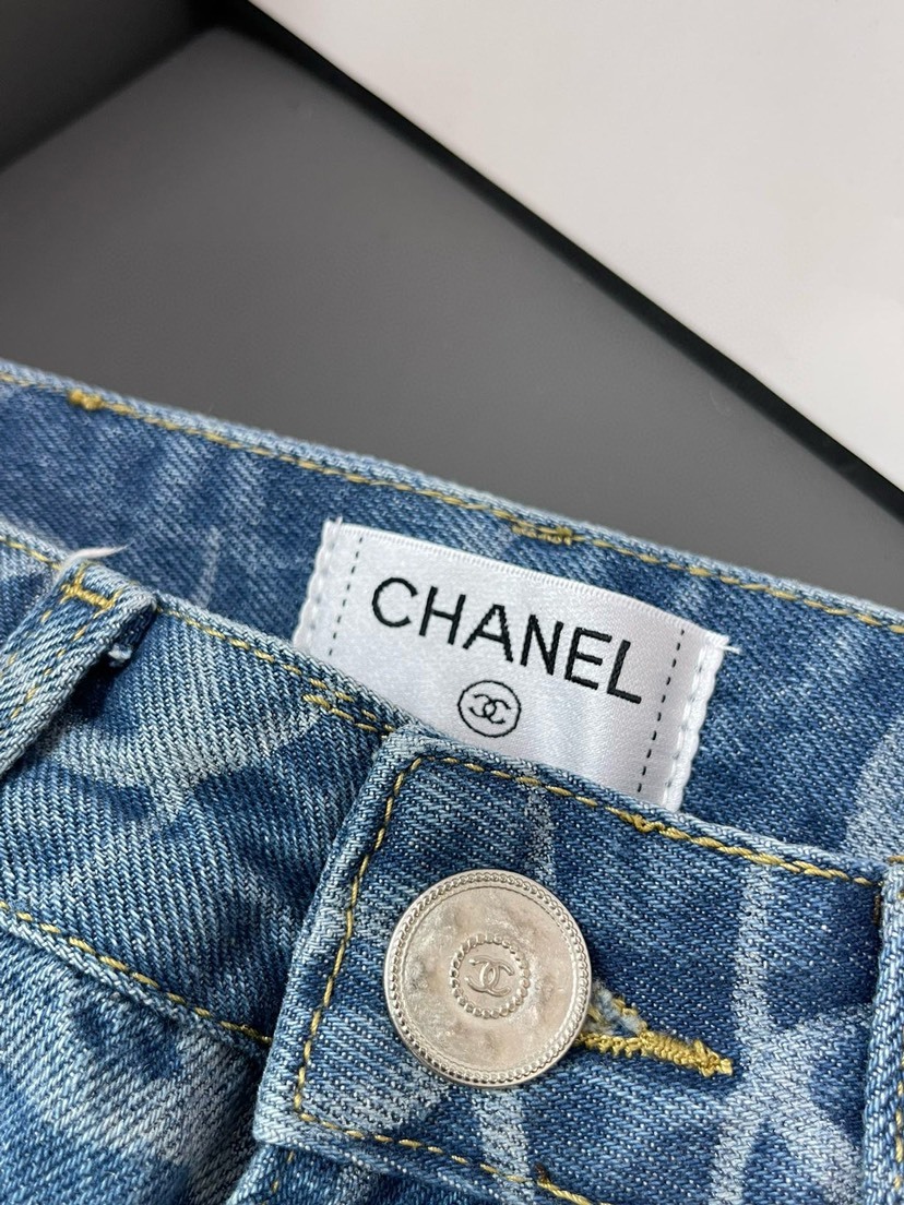 CHNEL Fragrance Full Print Back Pocket Beaded Trousers