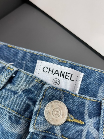 CHNEL Fragrance Full Print Back Pocket Beaded Trousers