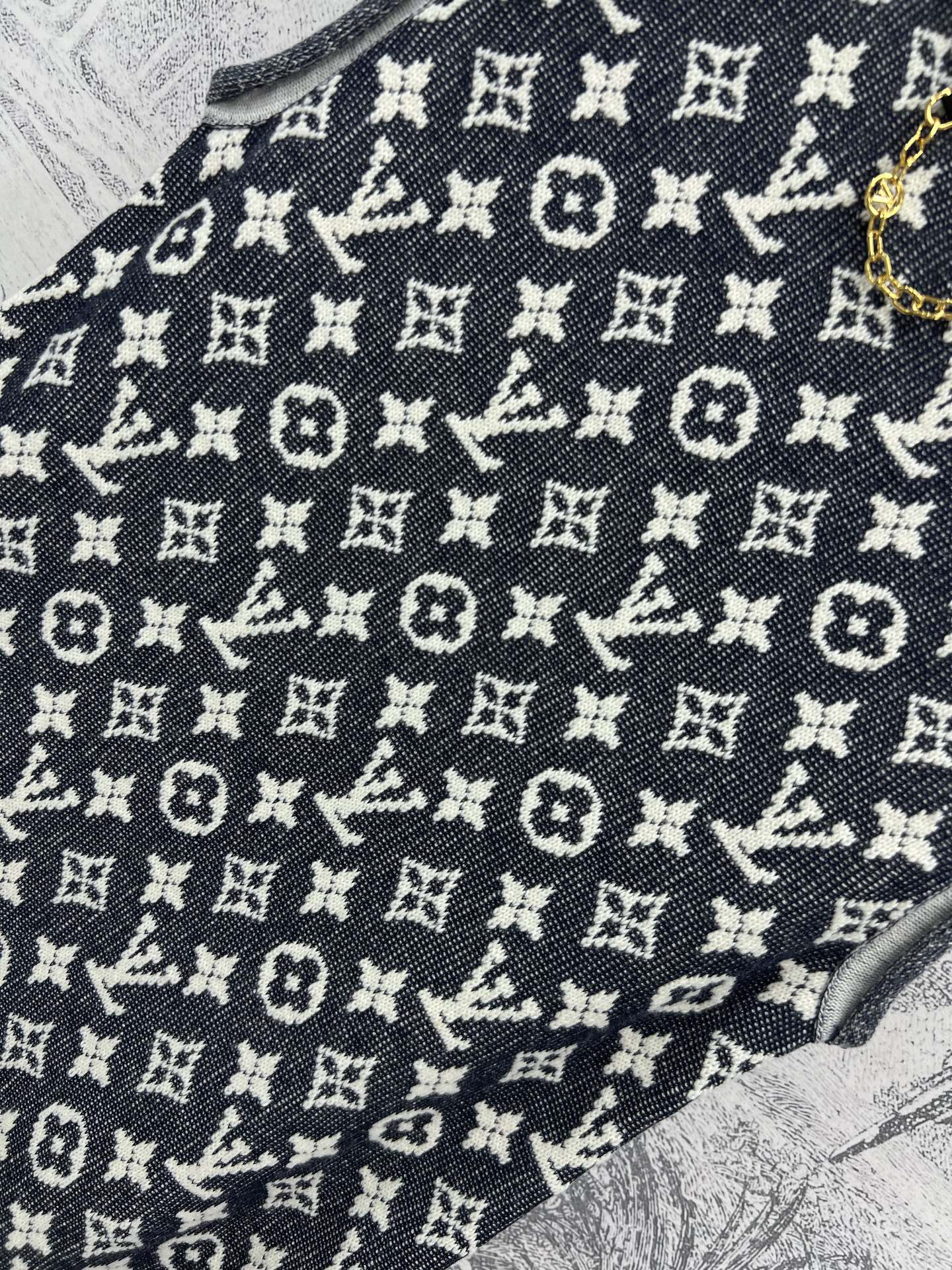 Louis Vuit2025SS Classic Old Flower Jacquard Knit Dress