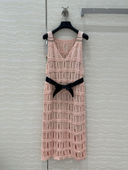 CHANE25SS Wispy Crochet Woven Back Vest Dress