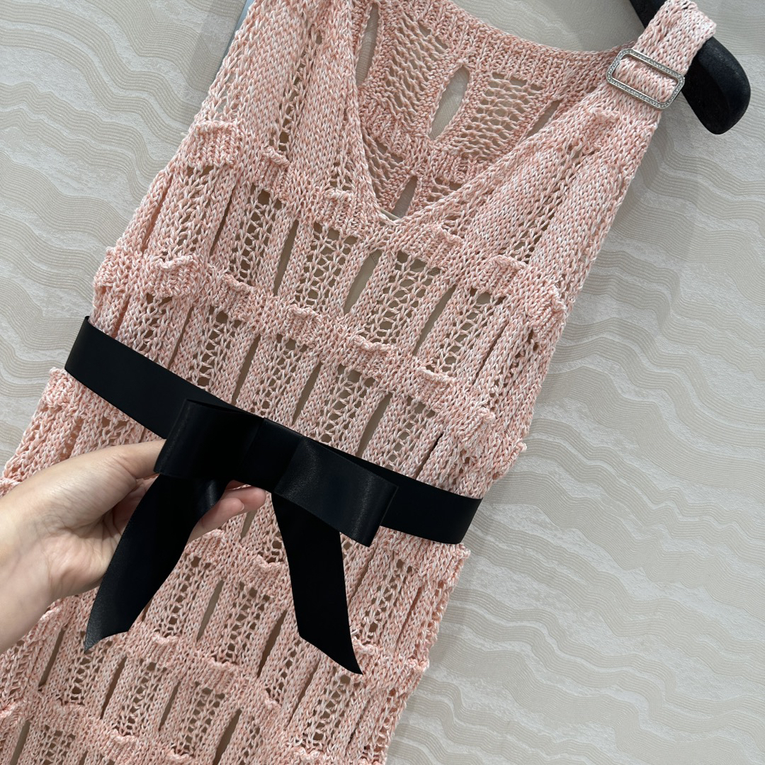 CHANE25SS Wispy Crochet Woven Back Vest Dress