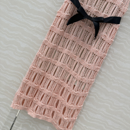 CHANE25SS Wispy Crochet Woven Back Vest Dress