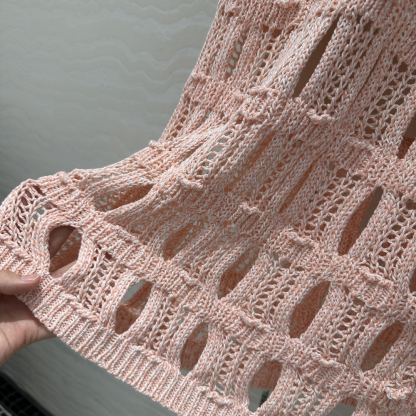 CHANE25SS Wispy Crochet Woven Back Vest Dress