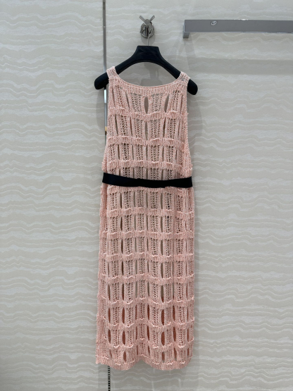 CHANE25SS Wispy Crochet Woven Back Vest Dress