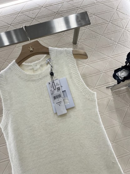 CHANE25SS Rhinestone Feather Knit Vest Dress