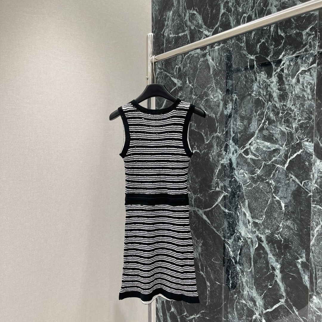 CHANE25SS Knitted Striped Tank Dress