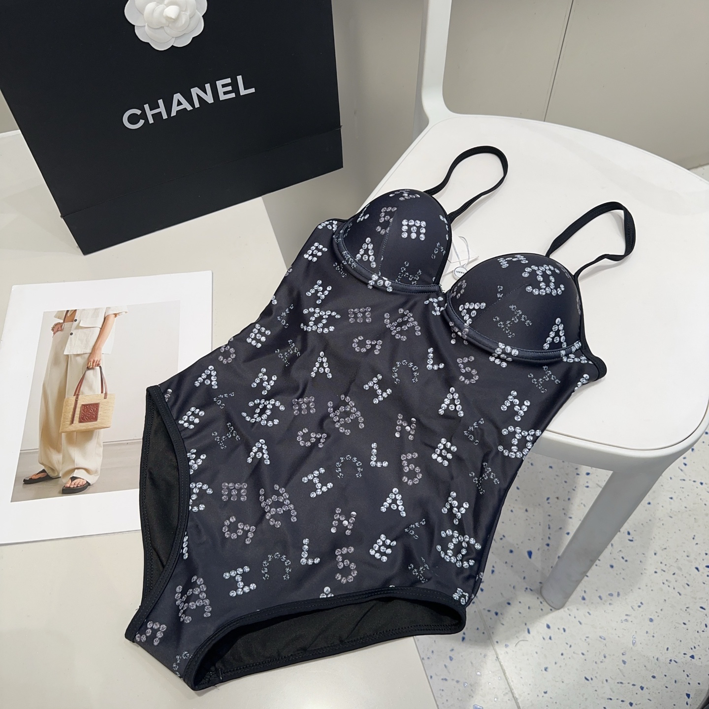 CHANE three-dimensional print one-piece swimsuit