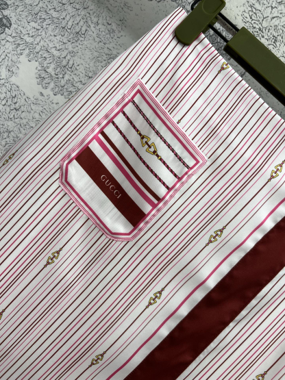 GUCC25SS Striped Saddle Button Pattern Half Skirt