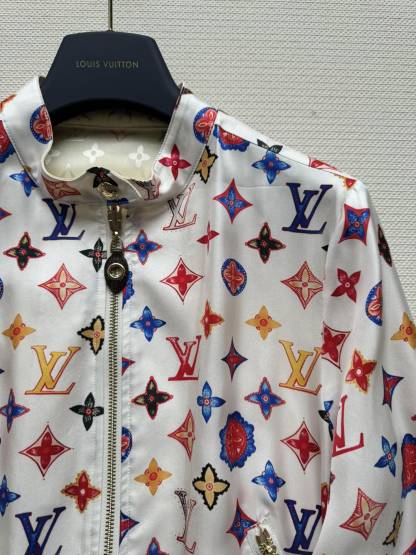 Louis vuit25SS stand-up collar double-sided printed design silk jacket