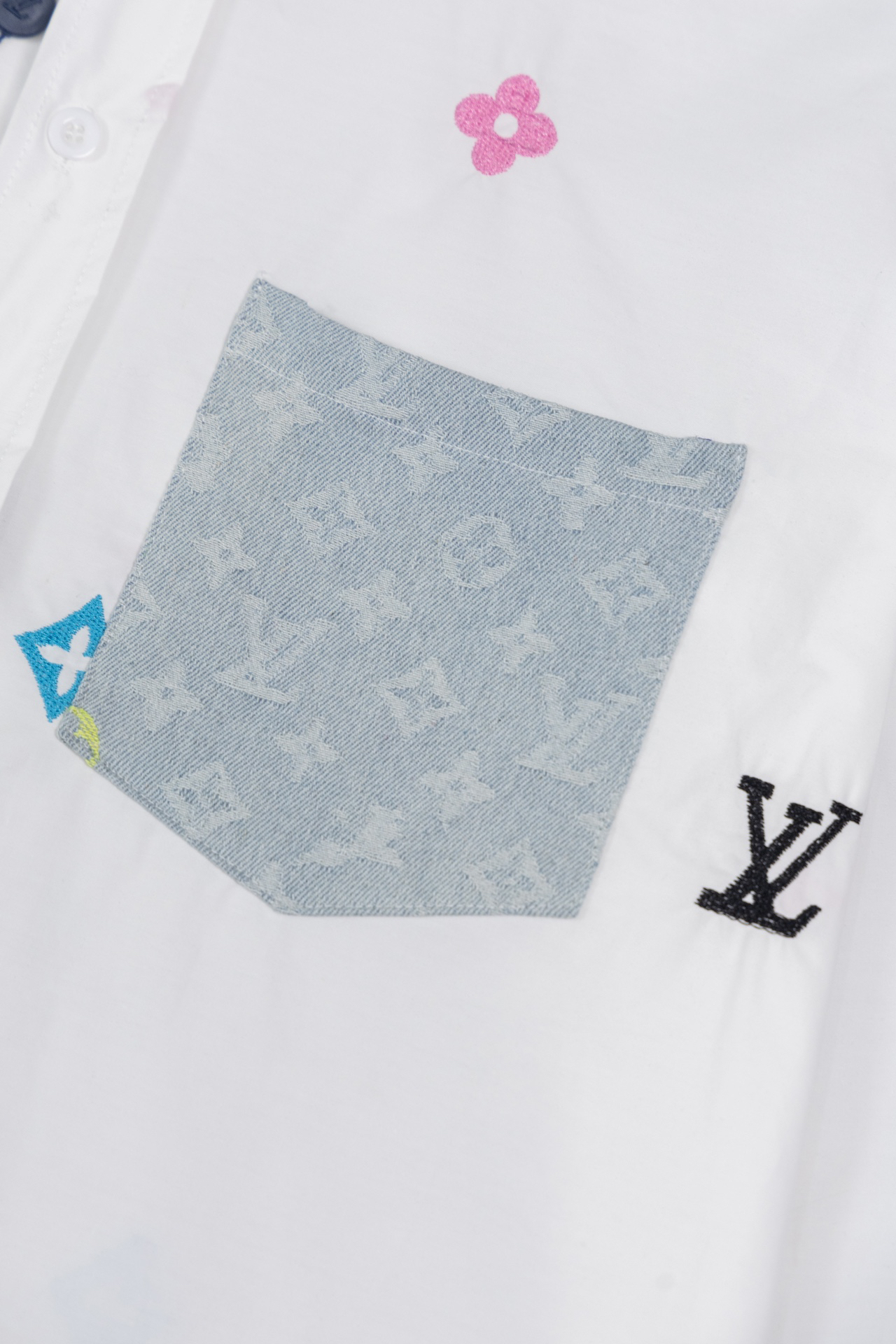 LU Pocket Patch Old Flower Embroidered Shirt Jacket