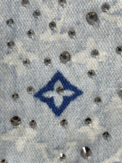 LU25SS sky-high star rhinestone lapel jean jacket