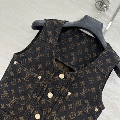 LU25SS jacquard logo denim undershirt dress