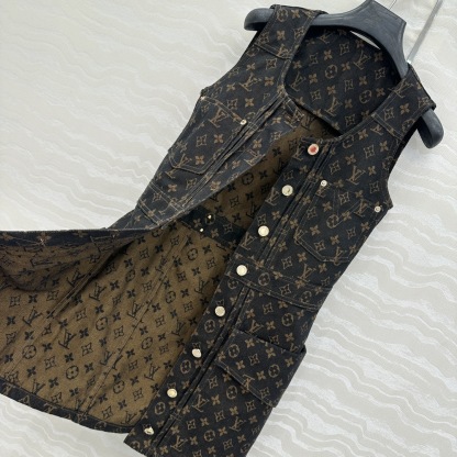 LU25SS jacquard logo denim undershirt dress