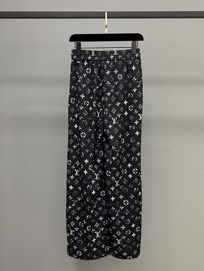 LU Classic Old Flower Print Casual Straight Leg Pants Trousers