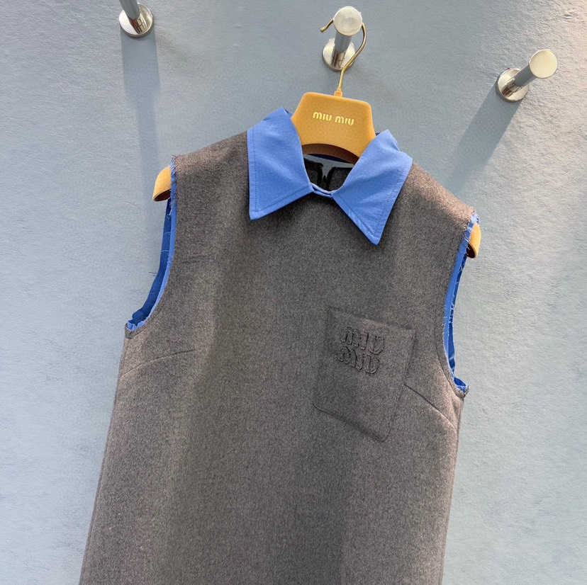 MIU Patchwork Neck Sleeveless Dress