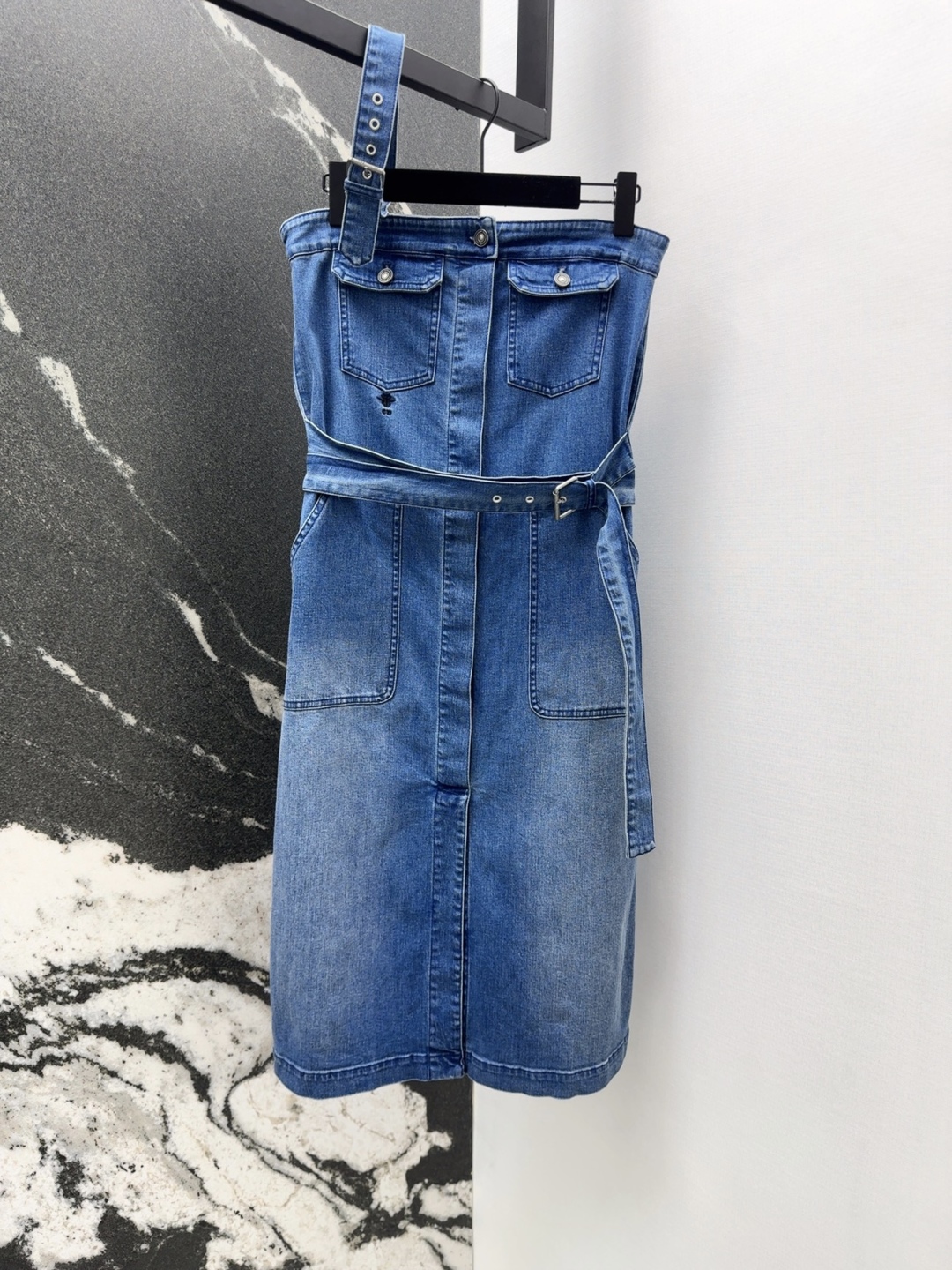 DIO25SS Asymmetrical Back Bandage Sheath Denim Skirt