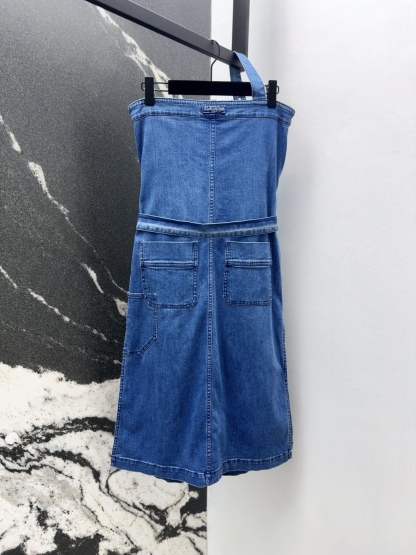 DIO25SS Asymmetrical Back Bandage Sheath Denim Skirt