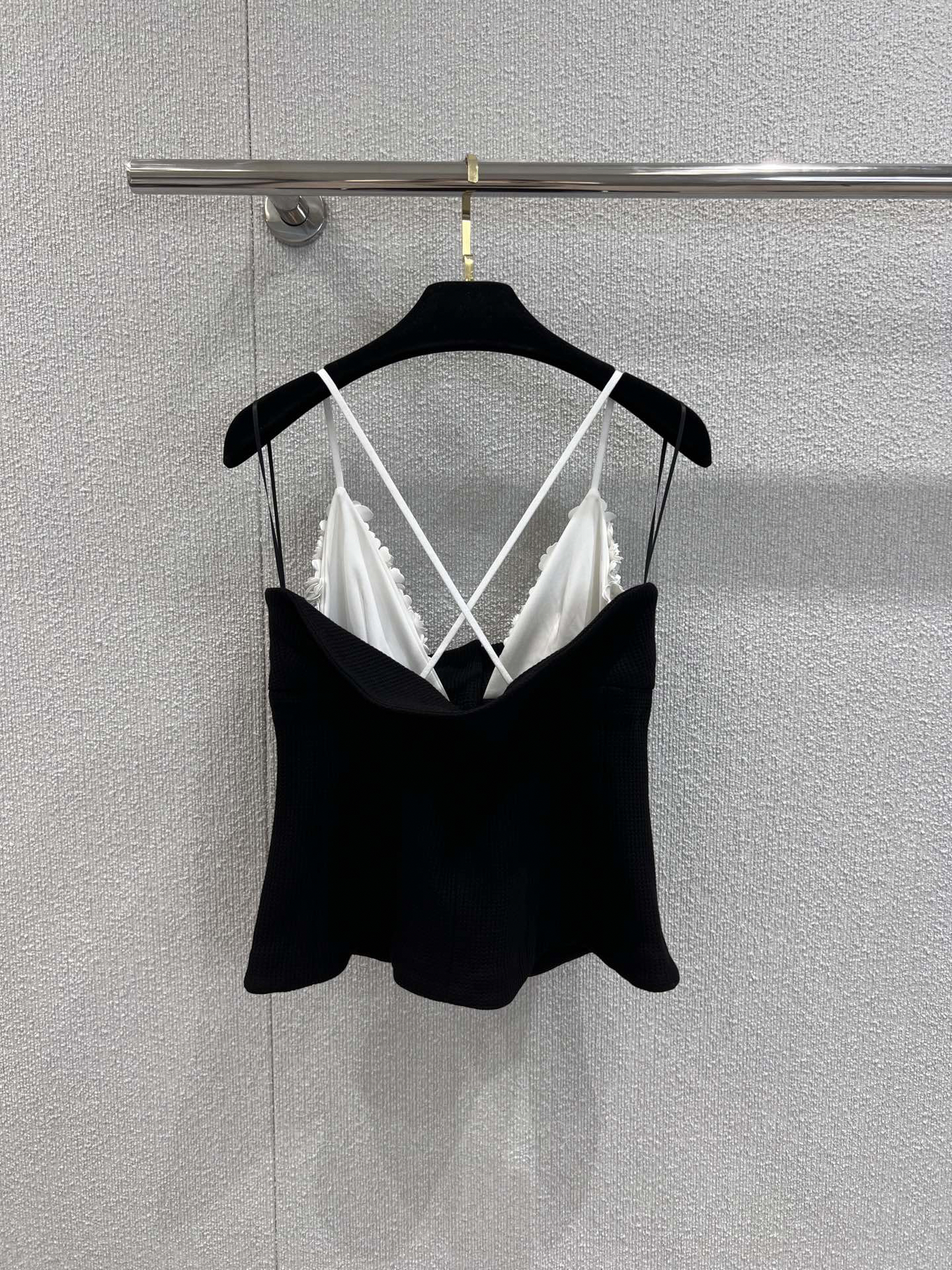 CHANE25SS French black and white patchwork bustier camisole