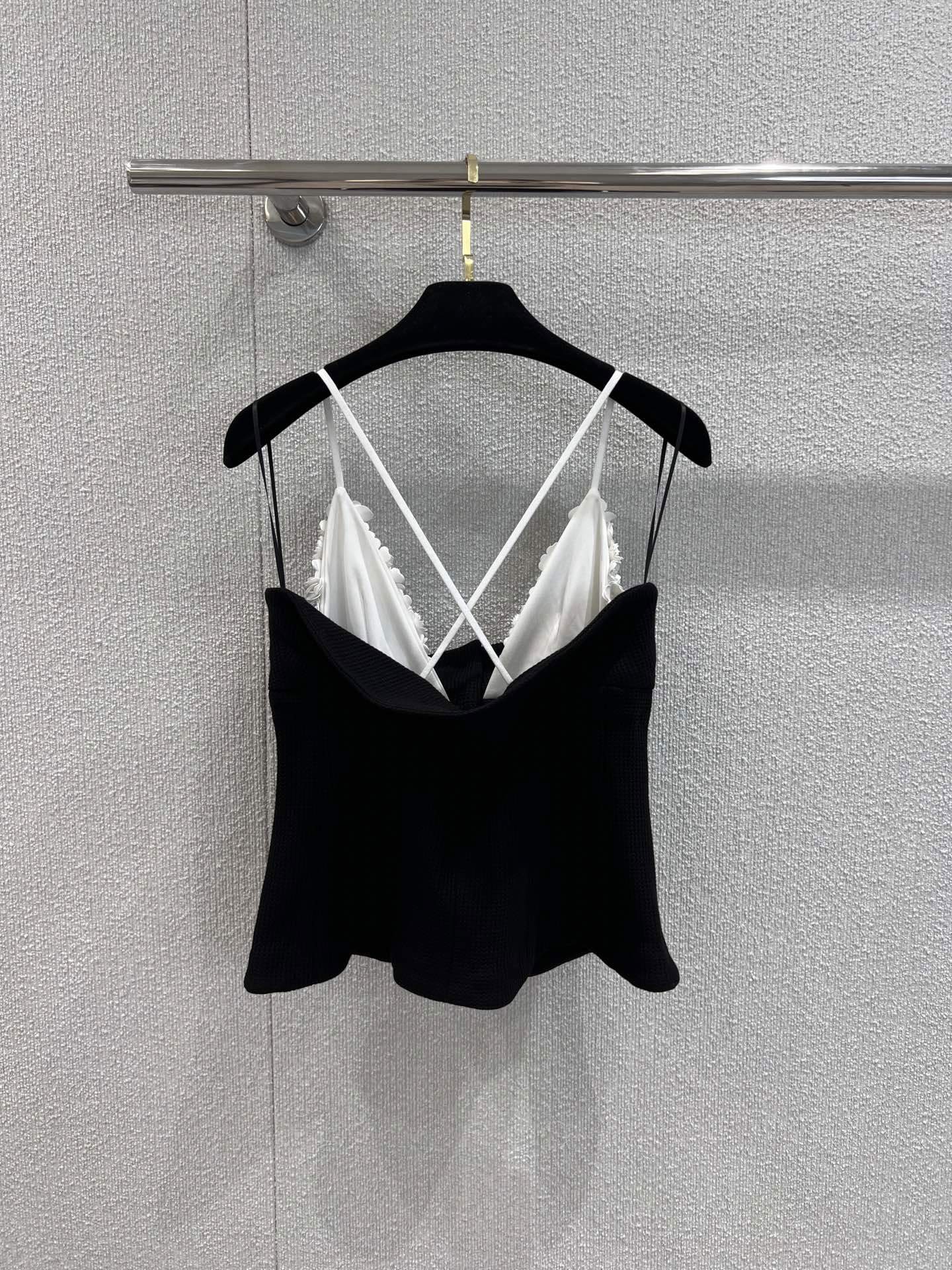 CHANE25SS French black and white patchwork bustier camisole