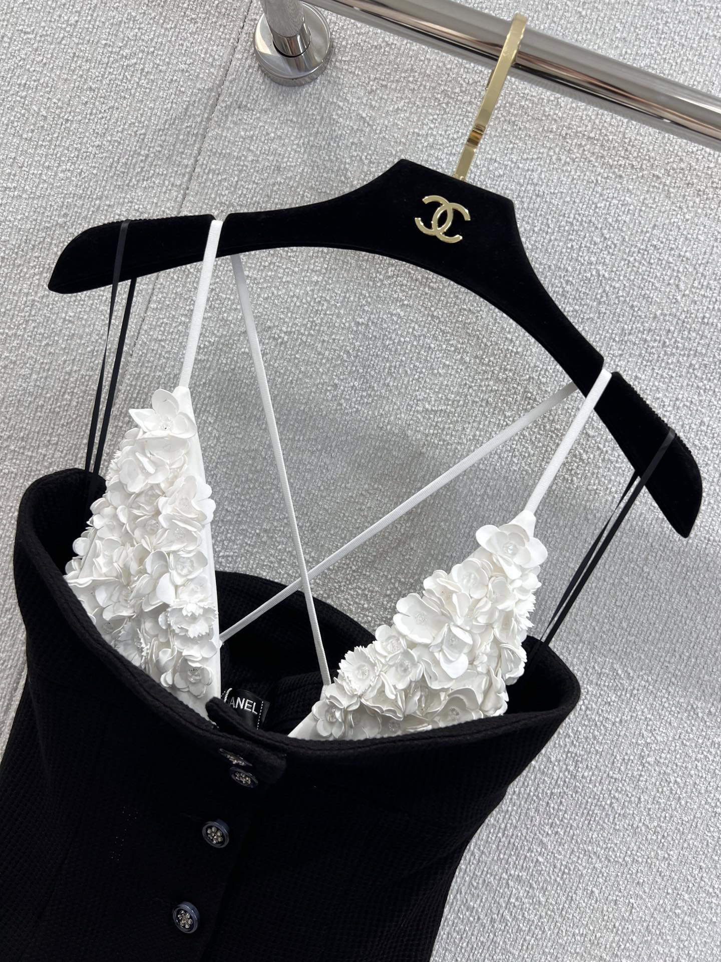 CHANE25SS French black and white patchwork bustier camisole