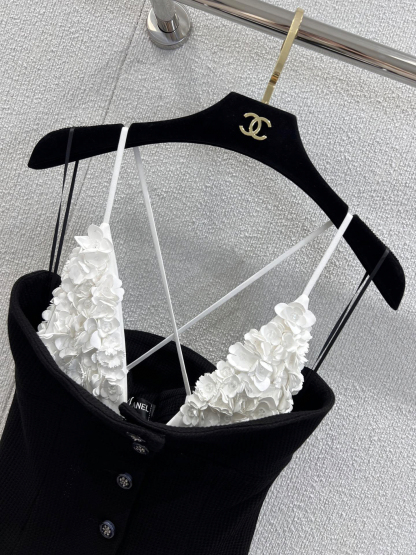 CHANE25SS French black and white patchwork bustier camisole