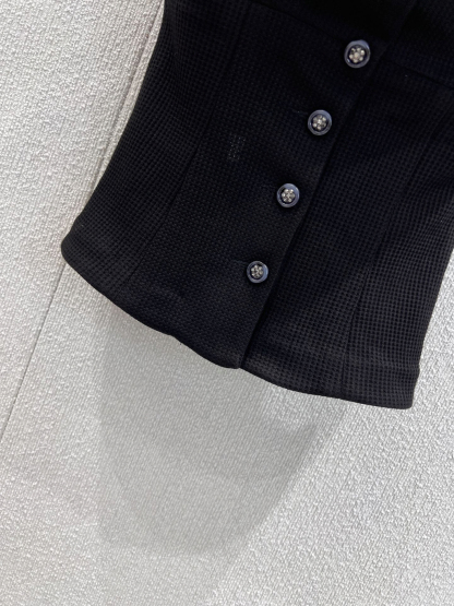 CHANE25SS French black and white patchwork bustier camisole