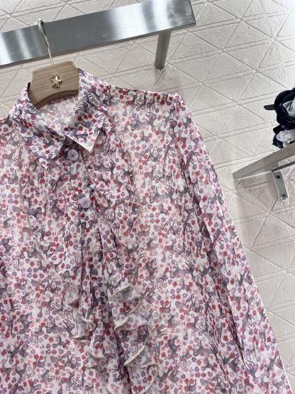CHANE25SS lace floral shirt