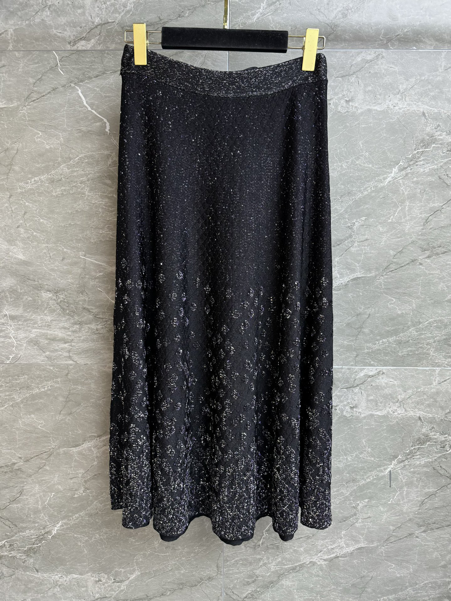 CHANE25SS bow sequin half skirt