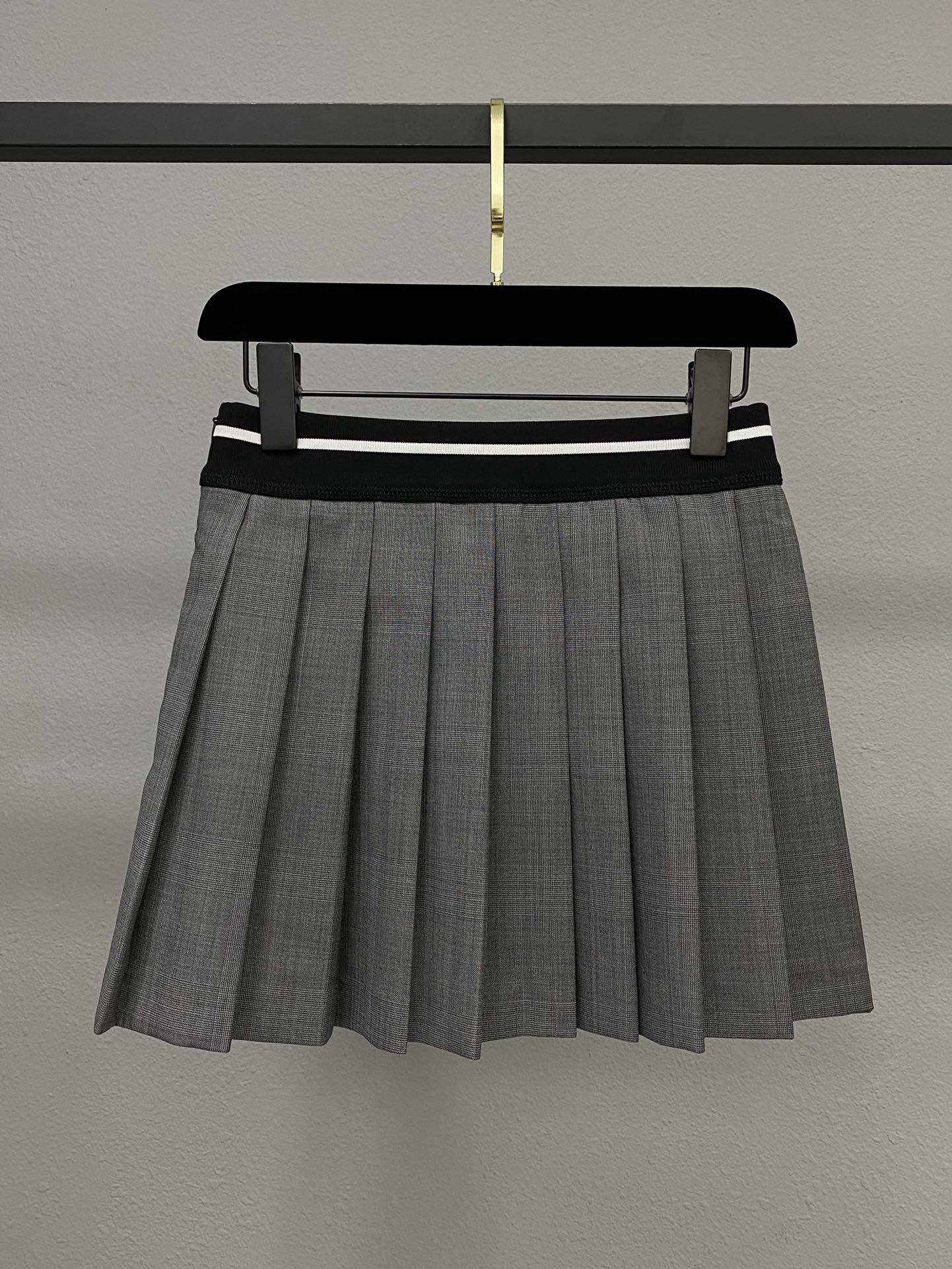 MIU Threaded Woven Letter Logo High Waisted Pleated Skirt