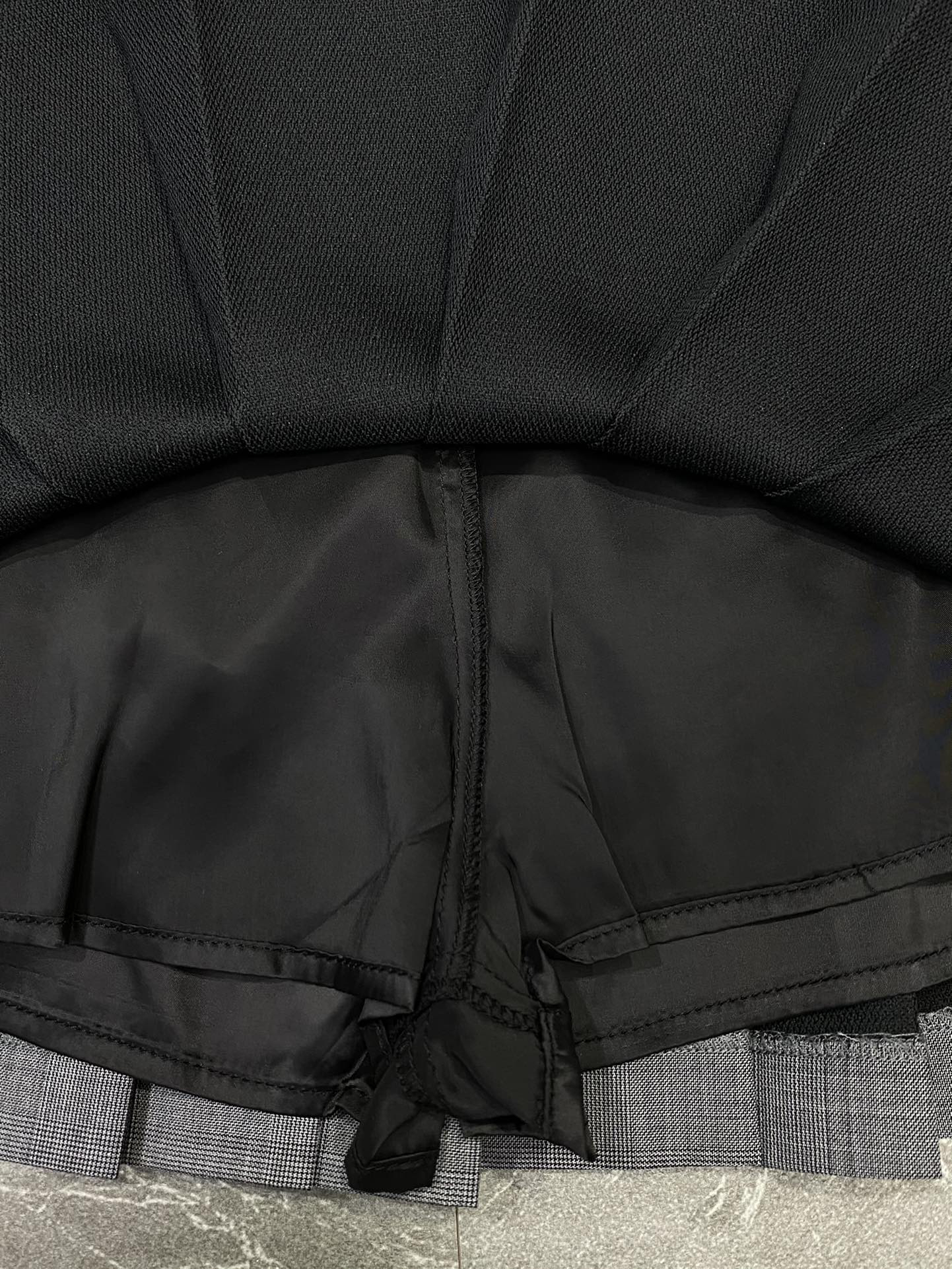 MIU Threaded Woven Letter Logo High Waisted Pleated Skirt