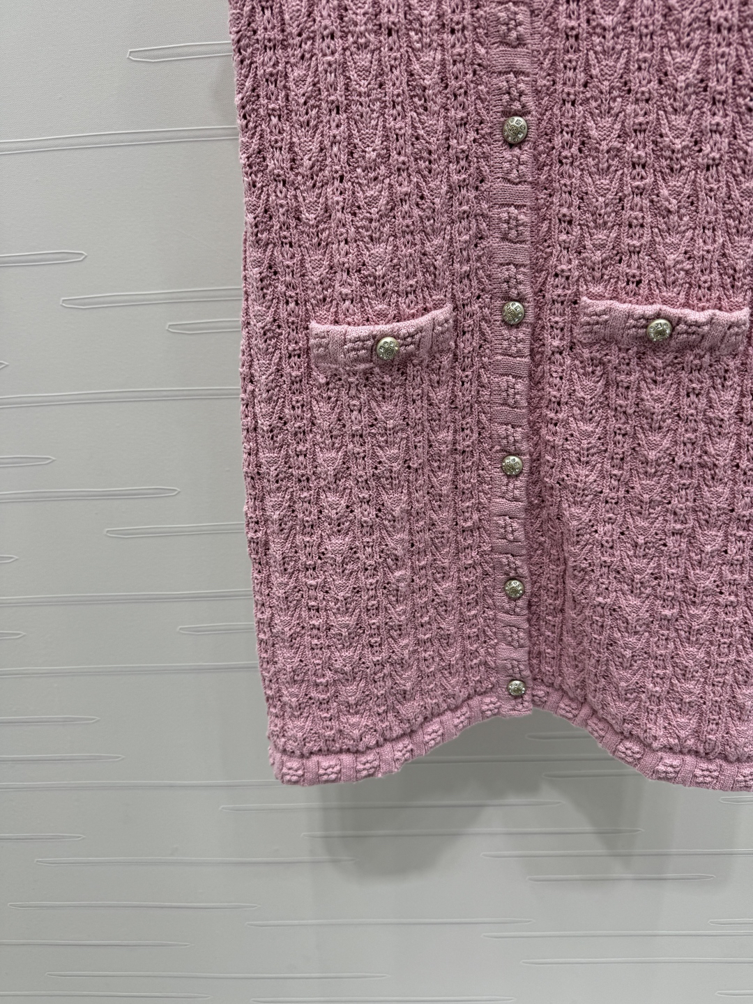 CHANE25SS round neck crochet pocket knit jacket