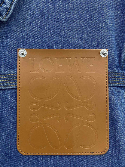 LOE25SS leather embossed logo denim jacket