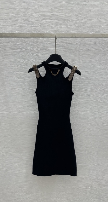LU25SS round neck chain knit dress