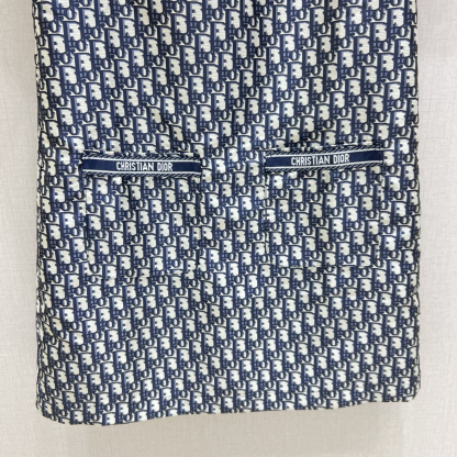 DIO25SS Classic Old Flower Pocket Weave Round Neck Short Sleeve Dress