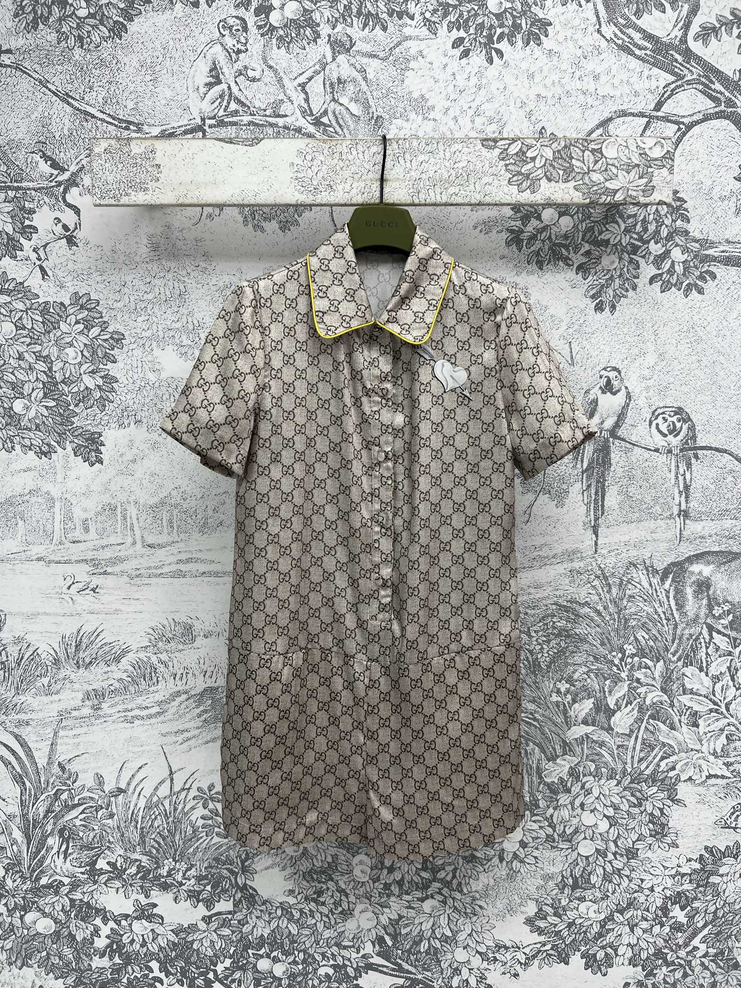 GUCC25SS Jacquard Short Sleeve Jumpsuit