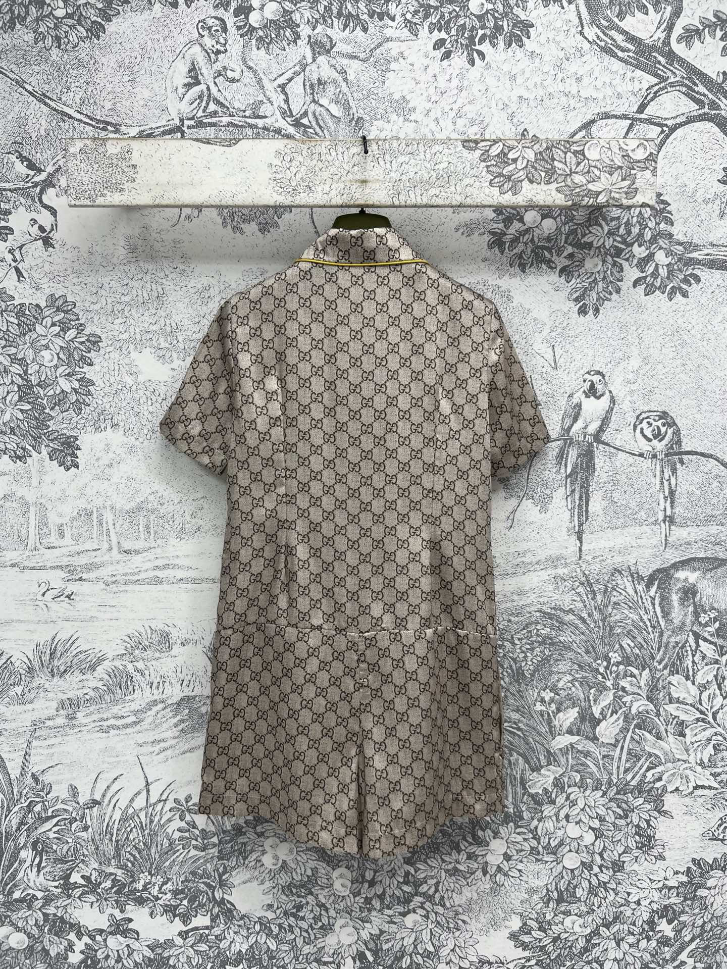 GUCC25SS Jacquard Short Sleeve Jumpsuit