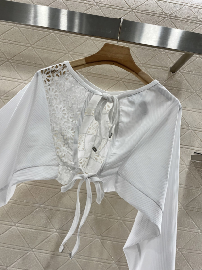 CHANE25SS Heavy Embroidered Silk Long Sleeve Top