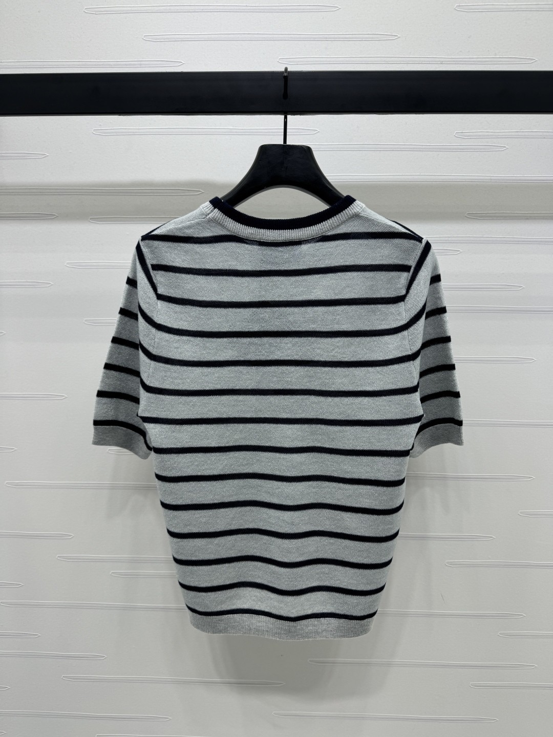 PRAD25SS Striped Knit Mid Sleeve Top