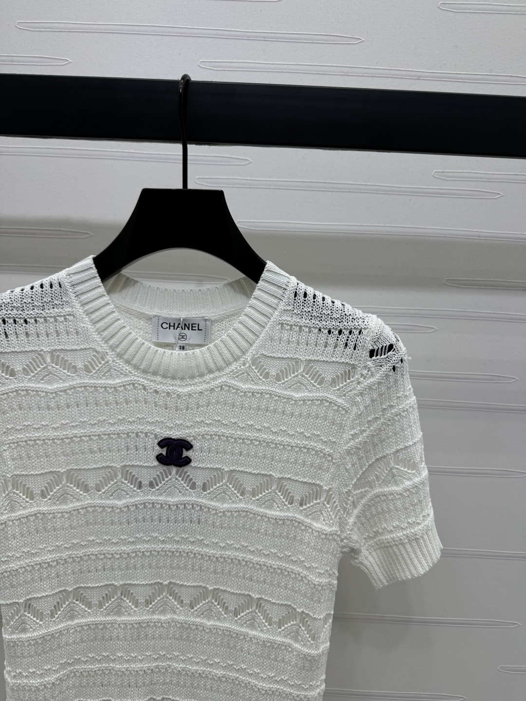 CHANE25SS Cut-out knit short sleeve