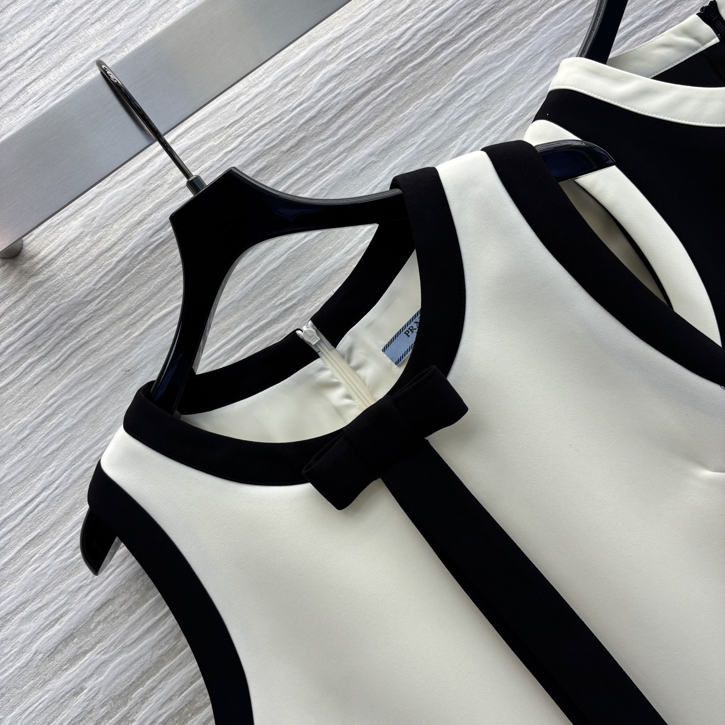 PRAD25SS Black and White Color Clash Vest Dress