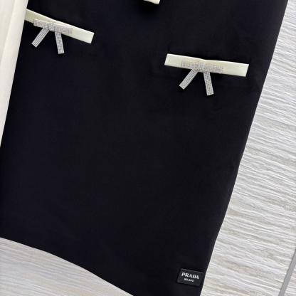 PRAD25SS Black and White Color Clash Vest Dress