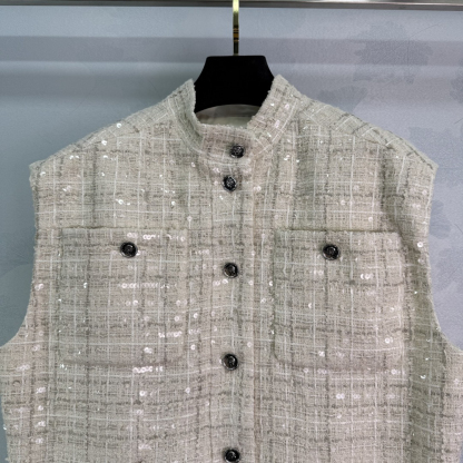CHANE25SS Woven Plaid Vest