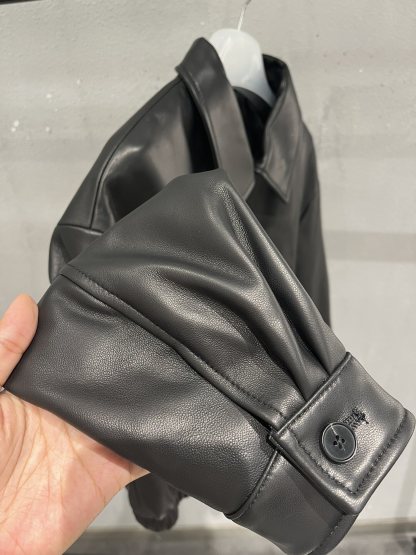 PRAD sheepskin wide version short baseball jacket