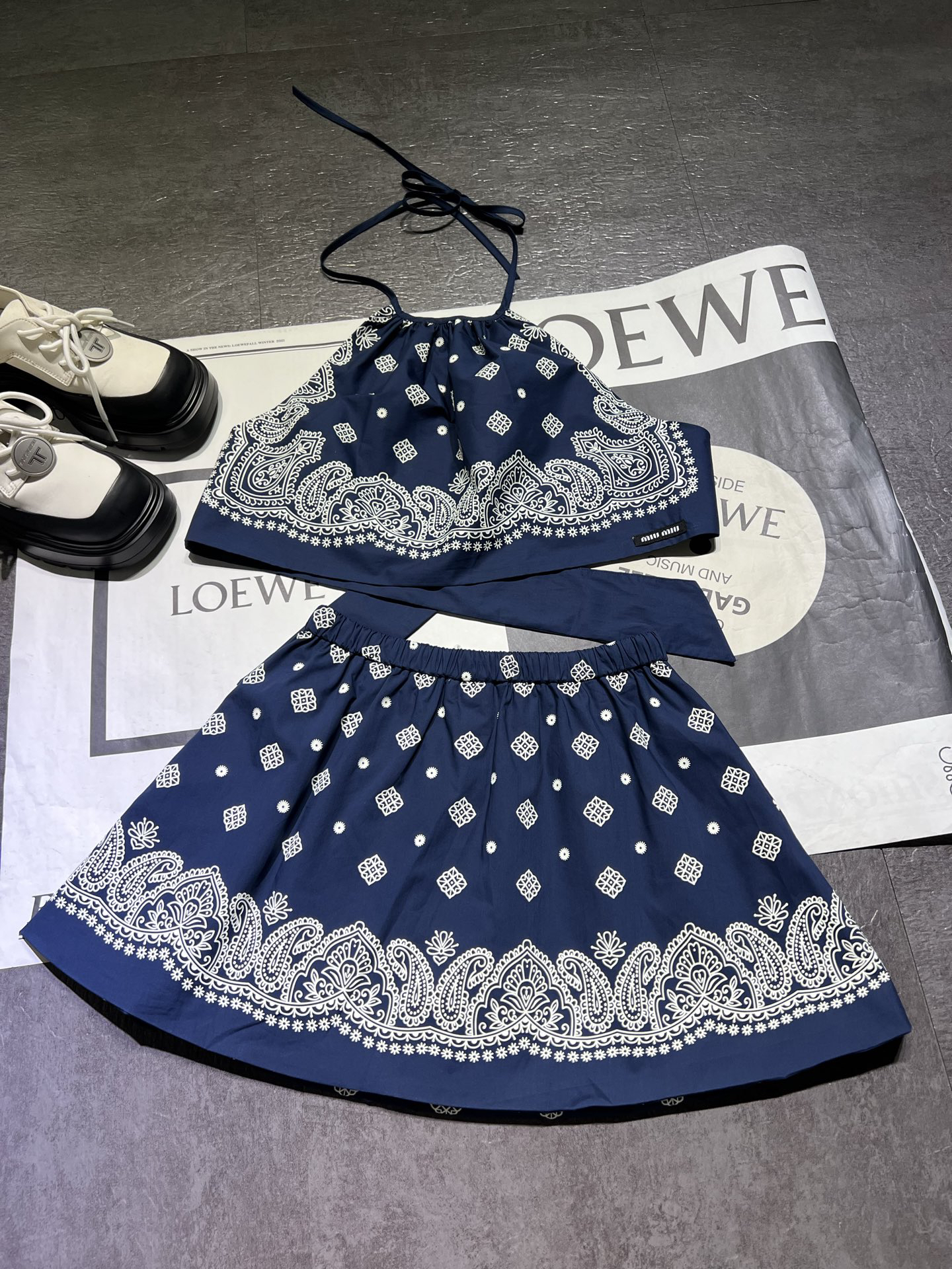 MIU25SS Backless Little Camisole with Ultra Short Half Skirt Set